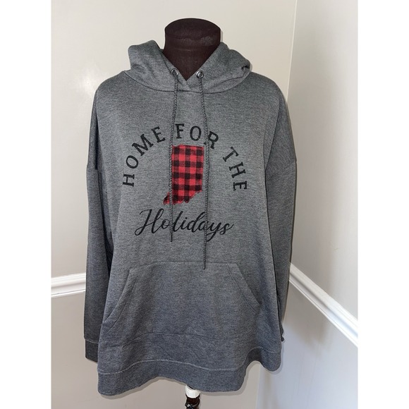 Maurice's Home For The Holidays Hooded Sweatshirt Plus Size 2X Buffalo Plaid - Picture 1 of 5